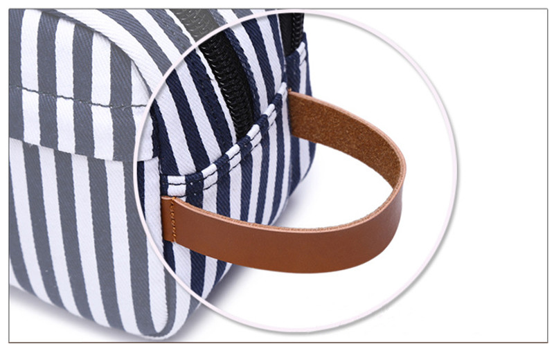 Multifunction Striped Canvas Makeup Brush Bags For Women