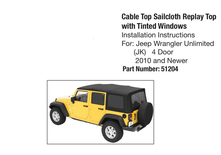 51204 Fabric Rugged Ridge Soft Top for Jeep Wrangler Unlimited Jk 4 Door 2010+