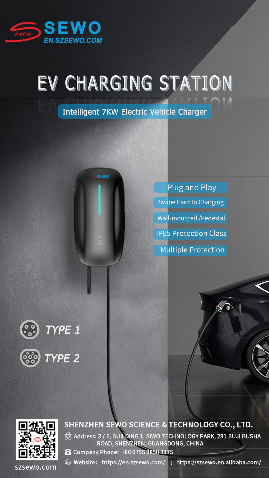 7KW 32A Wall EV Electric Vehicle Charging US Version For Electric Vehicle Charging Cable