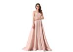 Satin Beading Sweetheart European Evening Gowns For Leisure Pink Color