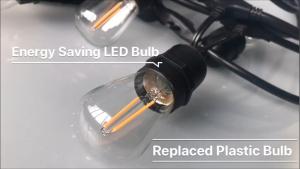 China 10m LED Festoon String Light Commercial Grade Waterproof Dimmable Outdoor Garland Globe Bulb Decoration Patio Hanging Lights factory