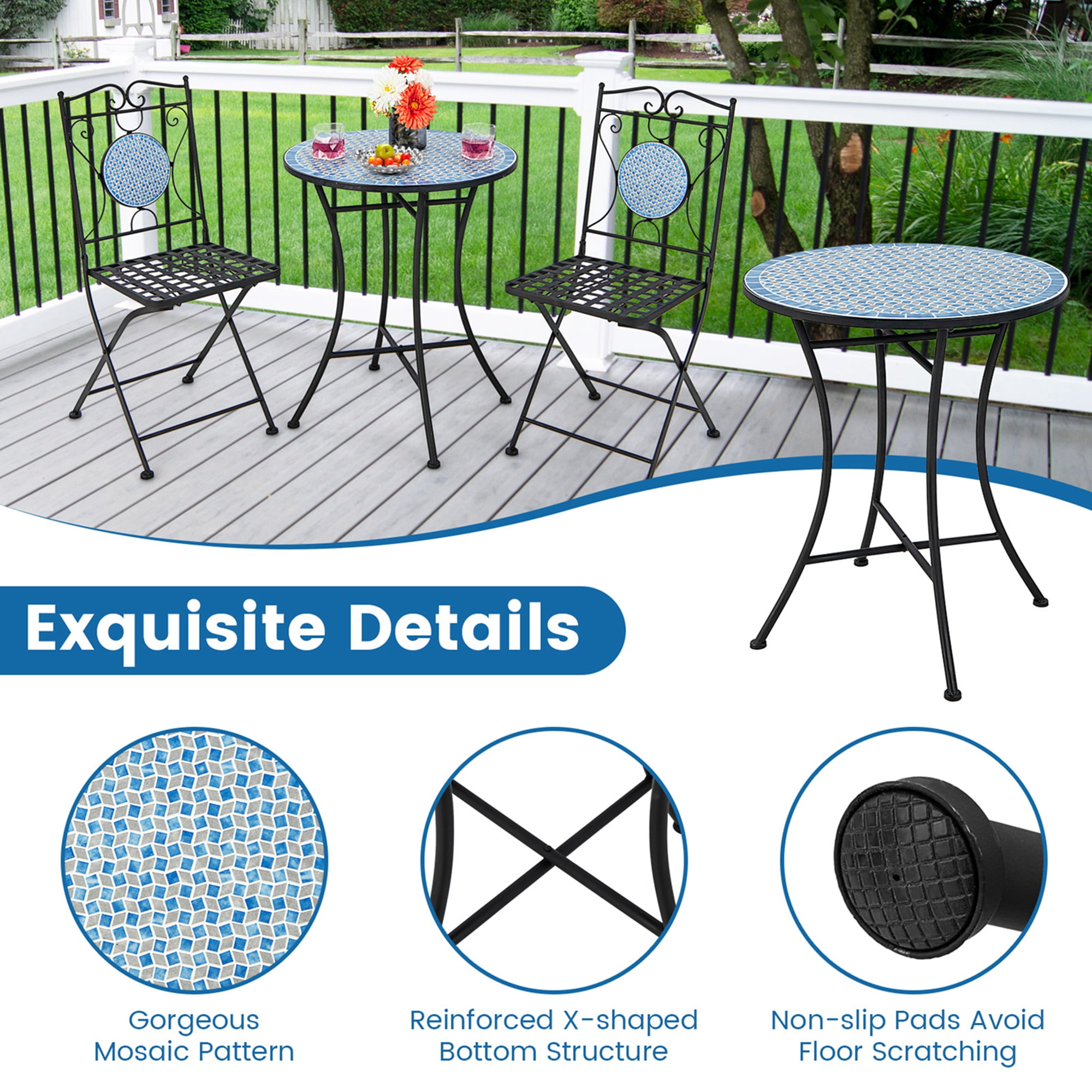 Upgrade Your Outdoor Decor with AJUNION All Weather Bistro Set Table Size Dia24" x H28