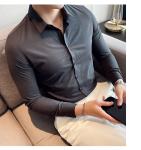 Long Sleeves Formal Slim Fit Shirt Top for Adult Men Sustainable and Solid Color