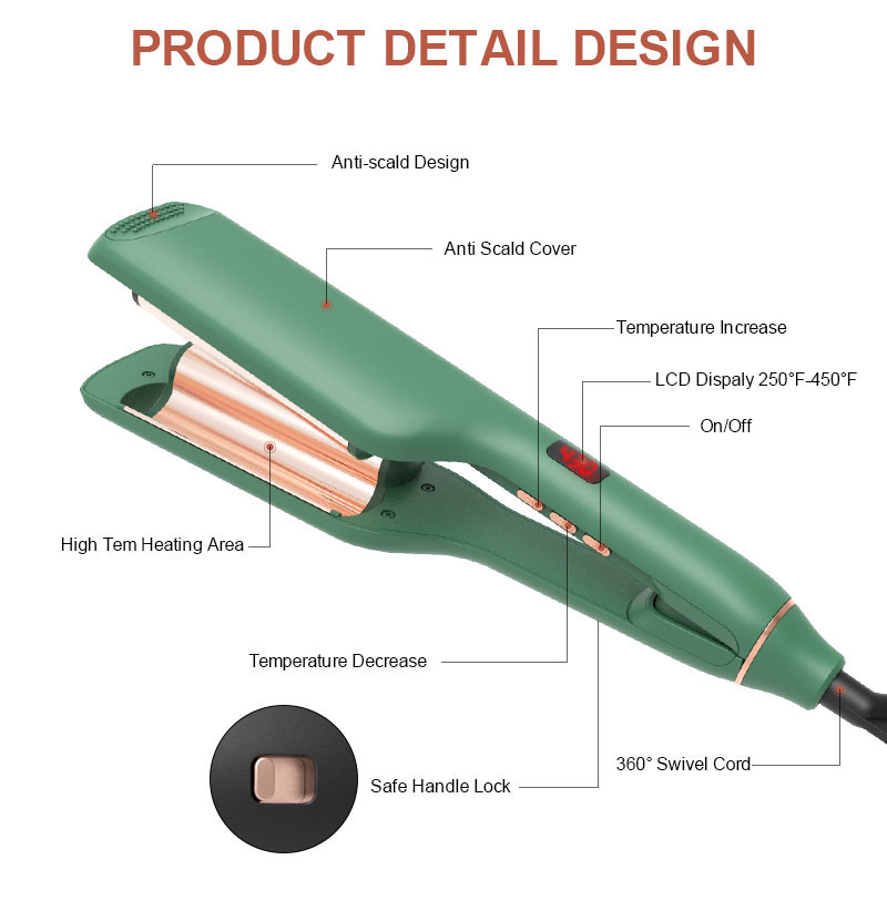Deep Wave 54W Ceramic Hair Curler 2 Barrels Salon 2 inch ceramic flat iron