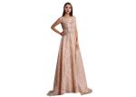 Sequined Ball Gown Ladies Sleeveless Evening Dress Backless V Neck Design