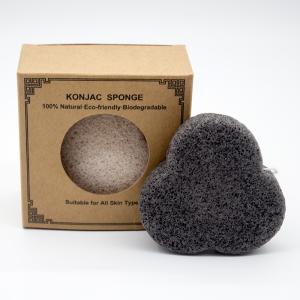 China Activated Bamboo Charcoal Konjac Facial Sponge Tripetal Flower Shape factory