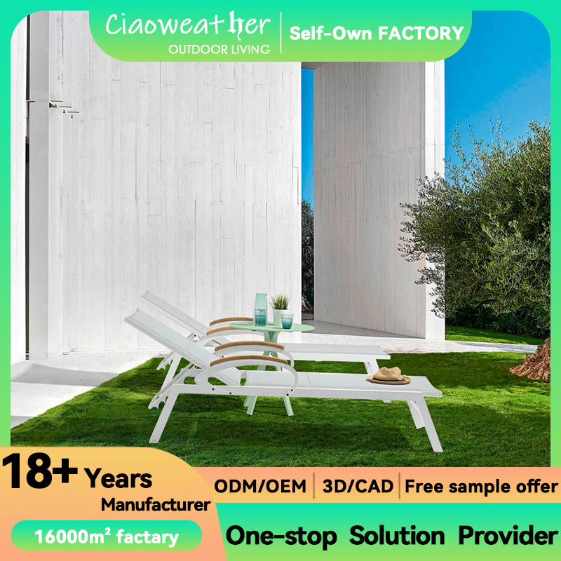 Water-Resistant Cushion and Aluminum Frame Sling Textile Chaise Lounge for Comfortable Outdoor Seating