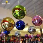Shiny Reflective Giant Inflatable Ball Gold Silver Customized For Event