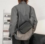 Black Microfiber Cell Phone Cross-body Pouch Male Side Sling Cross Bag Men