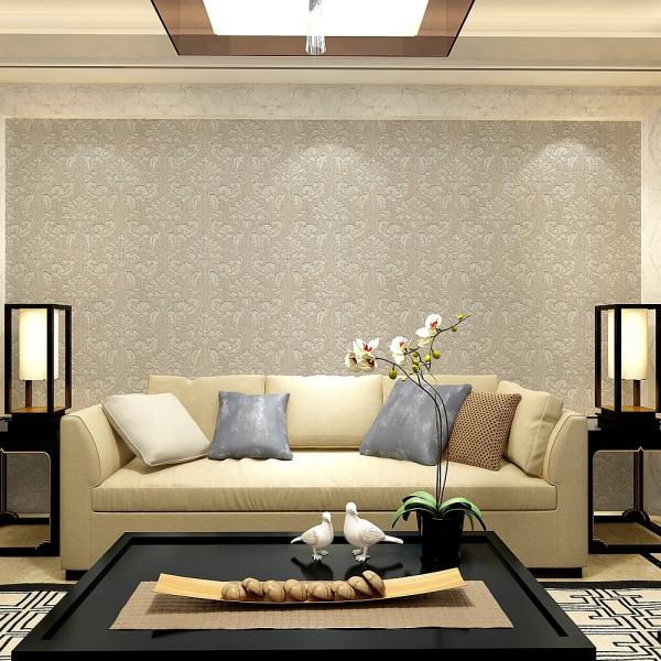 Floral Wet Embossed Non - Woven European Style Wallpaper For Study Room