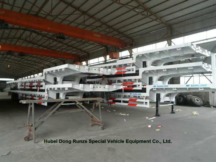 Flatbed Container Trailer 3 axle for container Loading capacity 40 ton ,60ton,80Ton