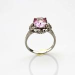 White Gold Plated Solid Silver 8mmx10mm Oval Red Cubic Zircon Ring(R169)
