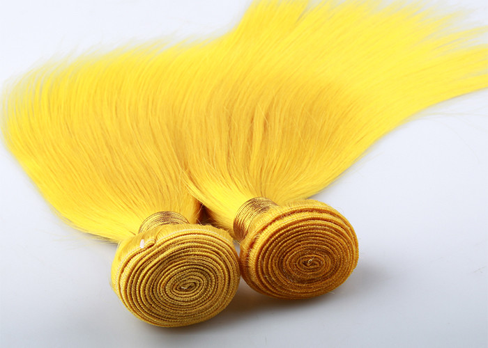 Yellow Single Drawn Virgin Human Hair Extensions No Tangle And No Shedding