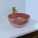 Shinning Glass Rose Gold Vessel Sink Square Above Counter Electroplated