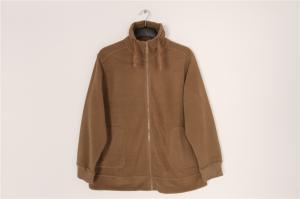 China Ladies Sports Coats And Jackets Clothing Taupe Zip Up Fleece Jacket factory