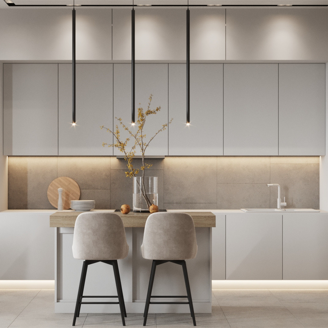 China Creamy White Matte Lacquer Kitchen Cabinet And Marble Top factory