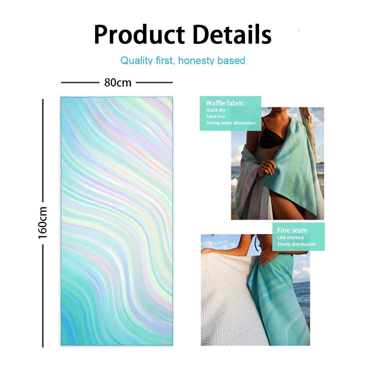 Custom Printed Logo Super Absorbent Quick Drying Microfiber Light Weight Sand Free High Quality Tropical Printed Beach Towel