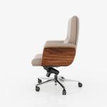 Mid Back Executive Office Chair Genuine Leather Adjustable Headrest Hot Sale