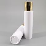 60ml 70ml 80ml White PET Cosmetic Bottle Luxury Gold Screw Cap Cylindrical