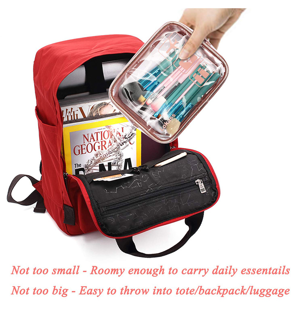Roomy Zippered See Through PVC Makeup Bag For Girls
