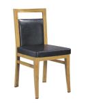black PU wood imitation square tube aluminium restaurant chair