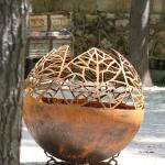 Diameter 1000mm Round Corten Steel Fire Pit Large Ball For Garden Center Piece