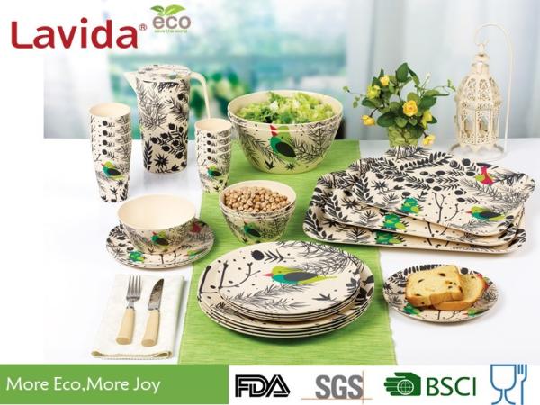 Nordic European Style Bamboo Fiber Tableware Unique Rustic Texture For