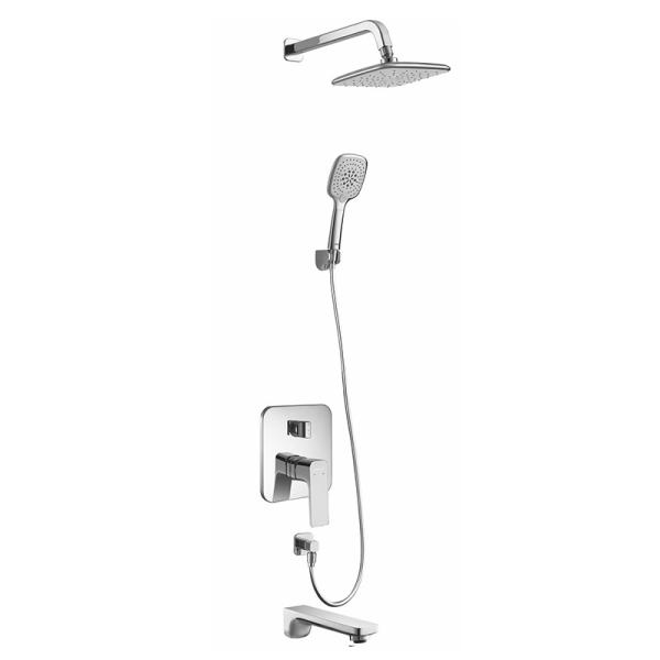 Shower Faucet Set Built-in Easy Clean Rainfall Shower Set Square Shape Bathroom