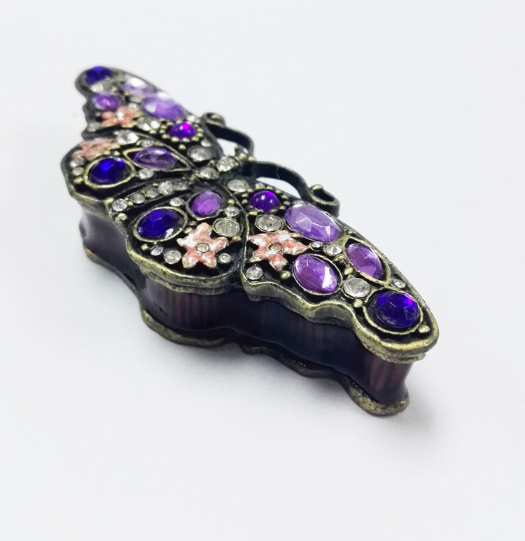 Butterfly trinket box metal necklace jewelry box