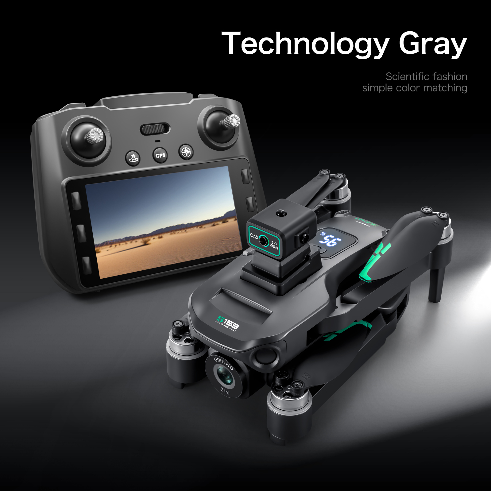 Plastic S159 5g Wifi Fpv Gps Quadcopter Drone 4khd Dual Cameras 25 Minute Endurance Obstacle Avoidance Led Large Screen Remote Rc Drone