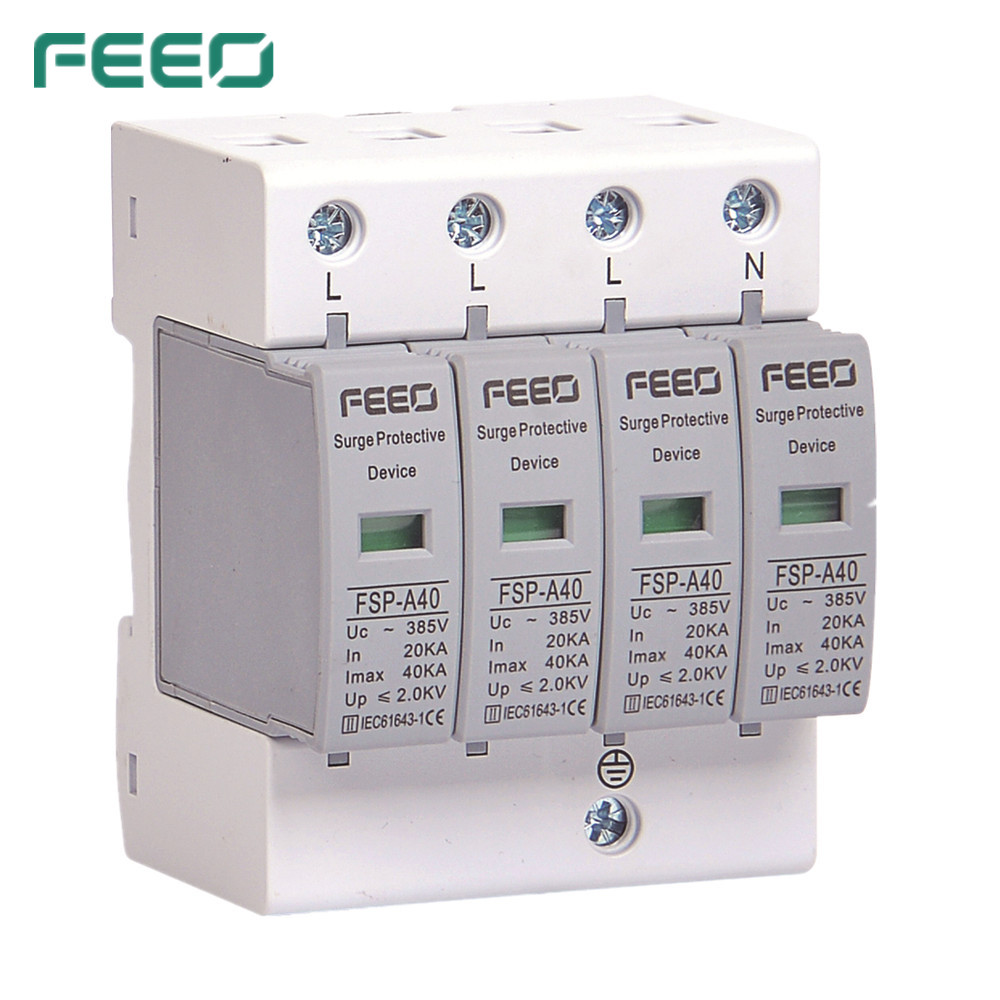 SPD Modular AC Surge Protector 40KA Rail 35mm Installation