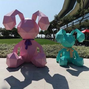 China Rabbit Statue Garden Animal Sculptures FPR Cartoon Geometry For Shop factory