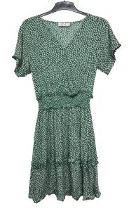 China High Waist Flower Plus Size Print Dress Polyester Fabric Green Color For Holiday factory