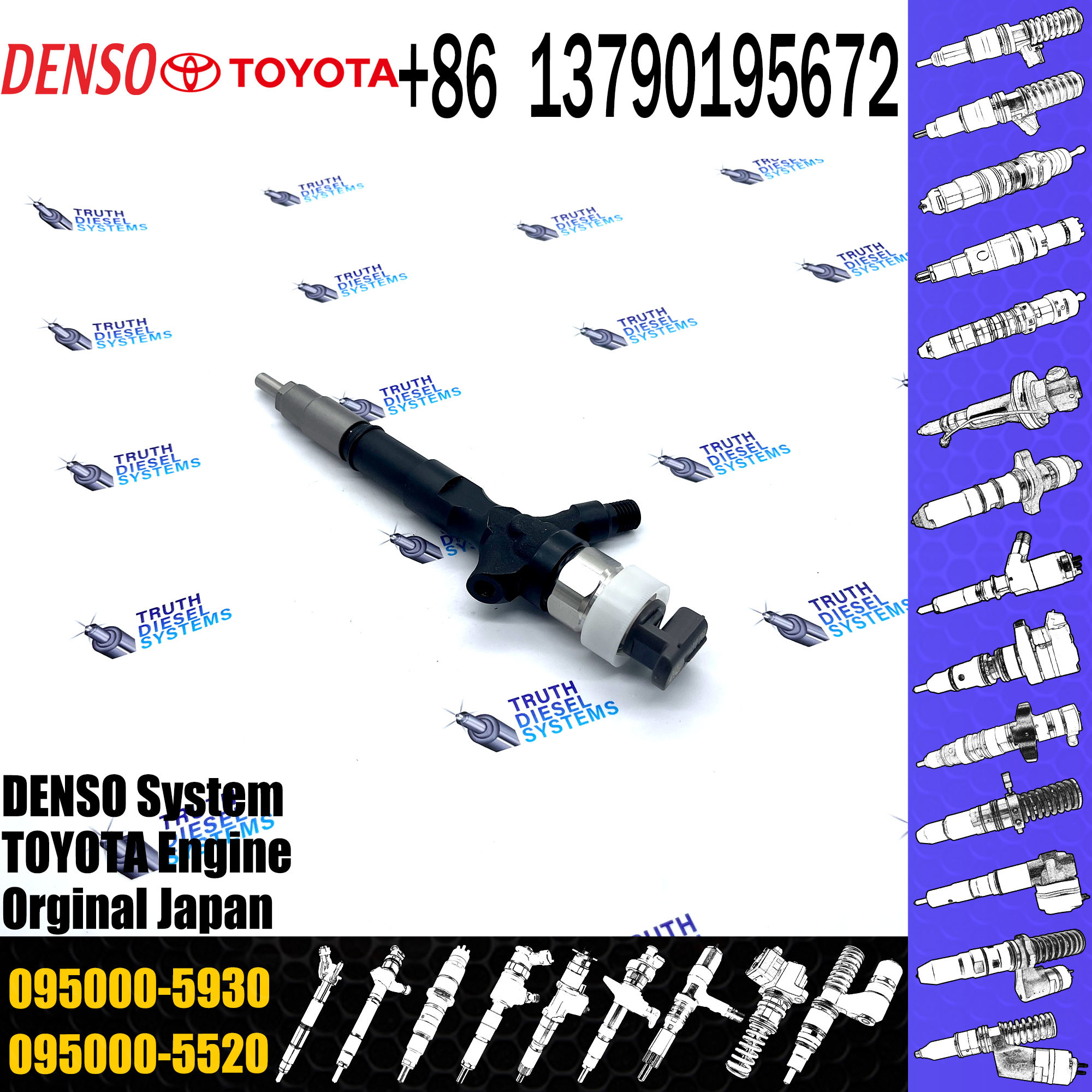 Diesel fuel injector 095000-7760 095000-5930 095000-5931 095000-5660 23670-09060 23670-09061 for TOYOTA VIGO 2KD-HILUX/-