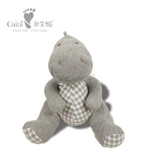 China ODM Soothing Stuffed Animal Embroidery Logo Grey Dinosaur Plush CE factory
