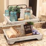 Customization Farmhouse Wooden 2 Tier Tray Stand for Serving Food Fruits