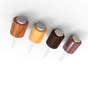 China Plastic Cap Included 18mm 20mm 24mm Bamboo Wood Press Button Dropper for Essential Oil Bottle factory