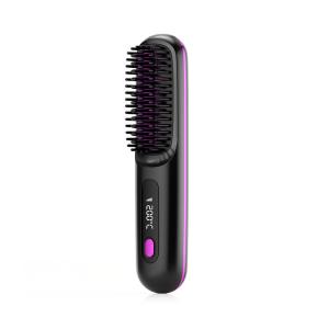 China Portable Cordless Hair Straightening Brush 35W Fast Heating Type-C With Negative Ion Temperature Display Screen factory