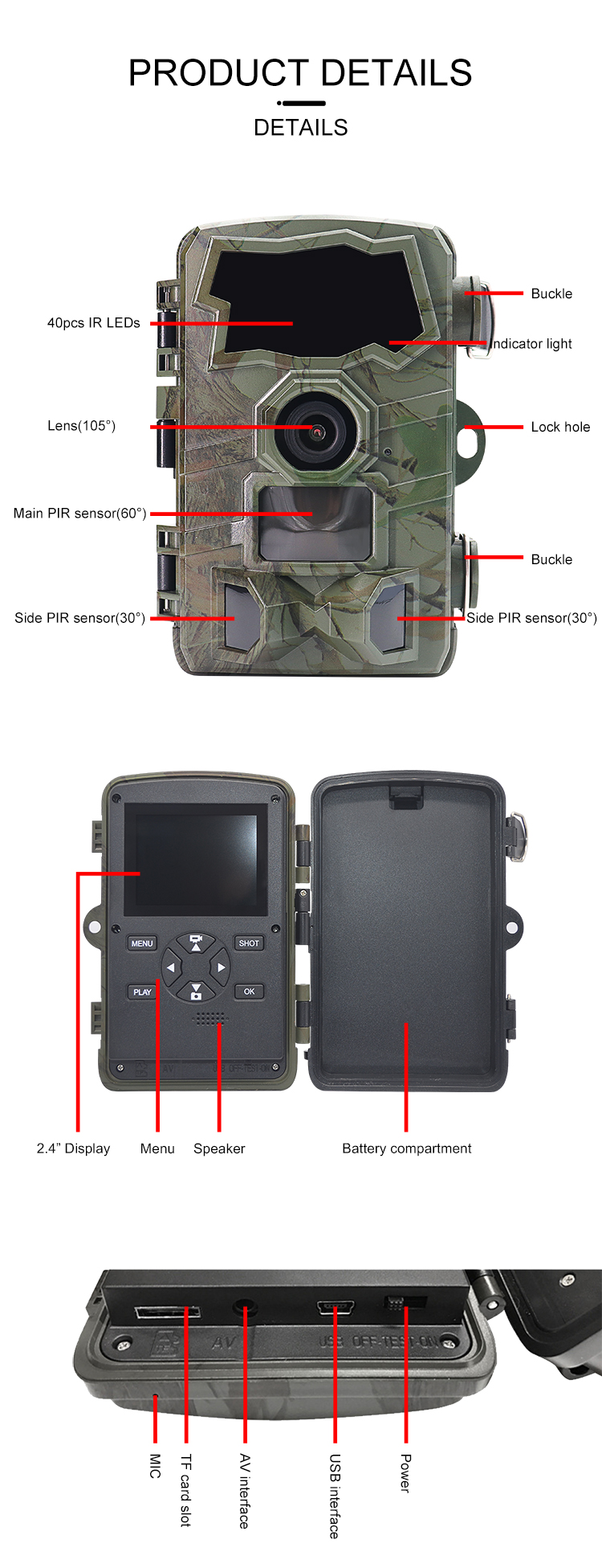 H888-WiFi-BT Hunter Camera 4k WIFI Trail Camera Infrared Surveillance Max 512G Hunting Camera