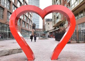 China Park Decoration Red Painted Heart Door Stainless Steel Sculpture factory