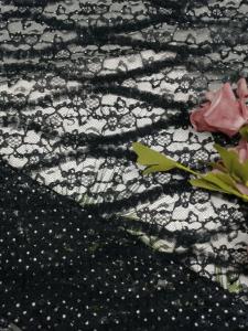 China Black Cording Embroidery Crochet Lace Fabric Luxury Party Tulle Mesh factory