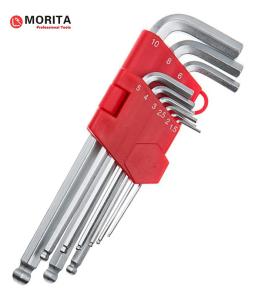 China Plastic Holder Ball End Allen Key 9 Pce CR-V Steel 1.5mm, 2mm, 2.5mm, 3mm, 4mm, 5mm, 6mm, 8mm To 25° Angled Screwing factory