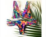 2019 Ruffle Women Swimsuit Cross Bandage Swimwear Push Up Bikini Set Beach