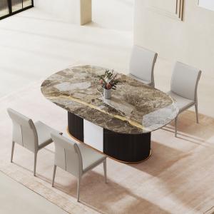 China Rectangle Luxury Artificial Marble Top Metal Luxury Dining Table factory