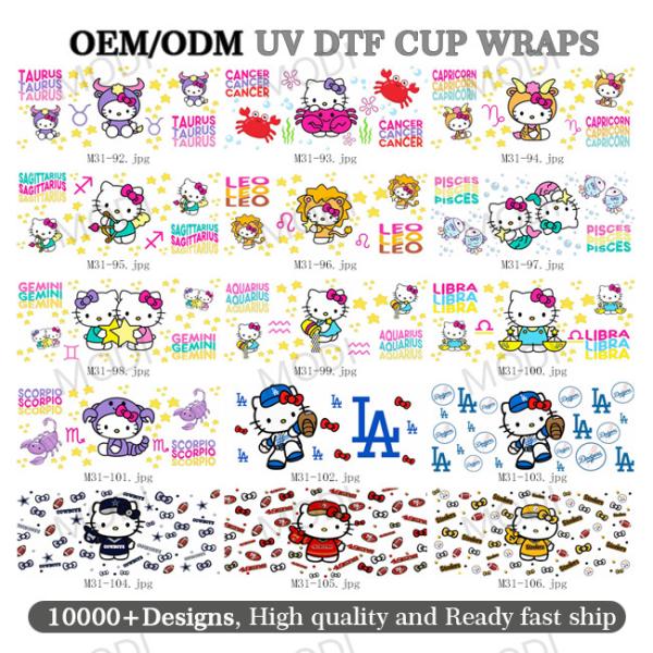 Hot Selling Factory Uv Dtf Cup Wrap Transfers For Coffee Glass Design Cute