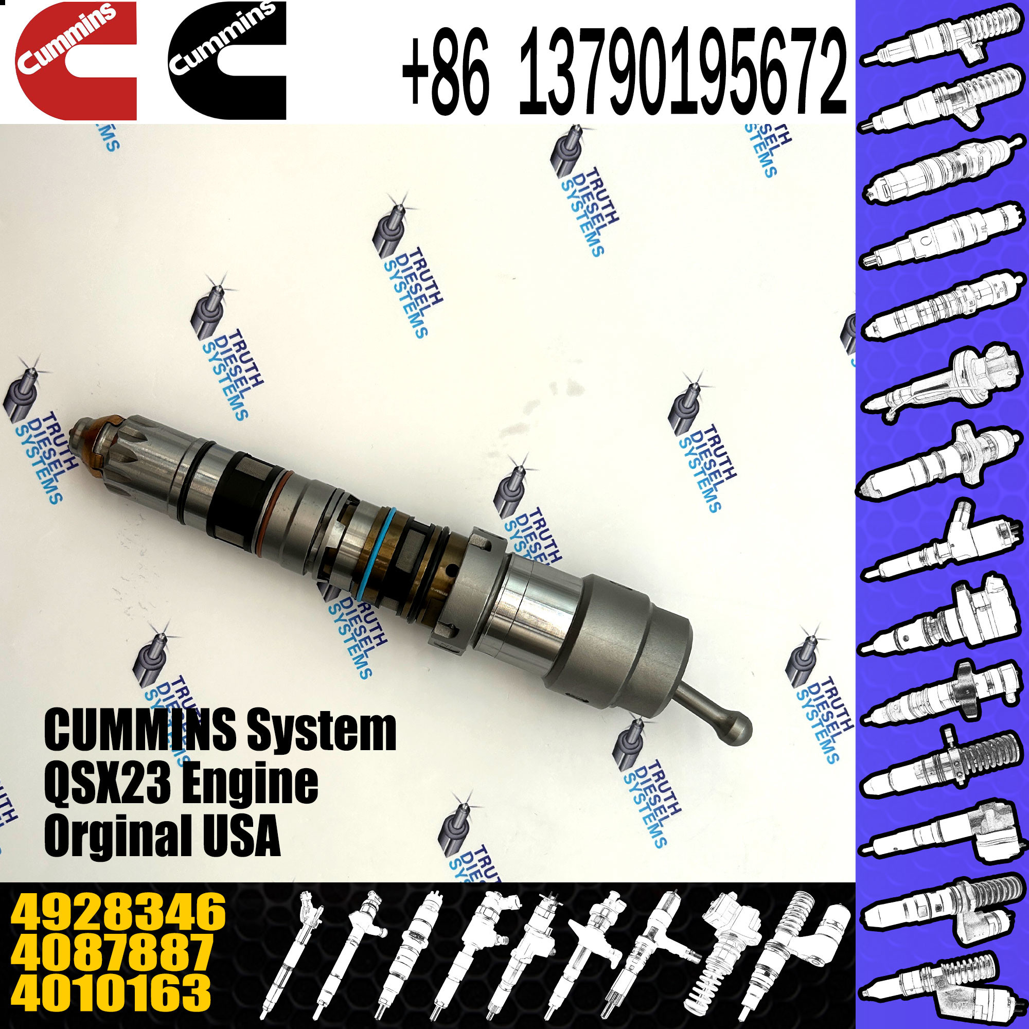 High Quality Diesel Fuel Injector 4326781 4928346 For Cummins QSK45 QSK60 Engine