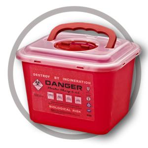 China 6 Litre Sharps disposal container, Sliding Lid, Red,Sharps Container | WinnerCare factory