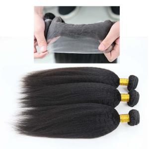 China Authentic 100 Peruvian Virgin Human Hair Kinky Straight Lace Frontal Closure factory