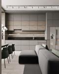 Classic Transitional PET Kitchen Cabinets Fitted Gray Kitchen Set Customized