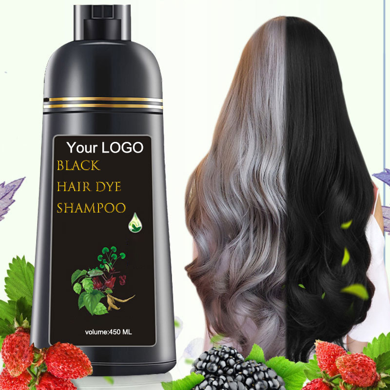 OEM/ODM Acceptable BLACK Hair Dye Shampoo for Permanent Grey Coverage and Multi Colors